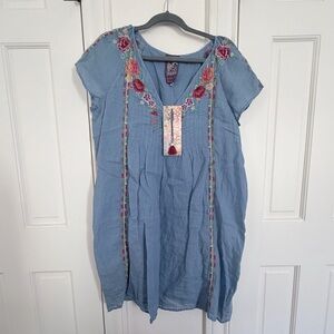 Beautiful Embroidered Johnny Was NWT Natalya Cap Sleeve Dress Size Medium